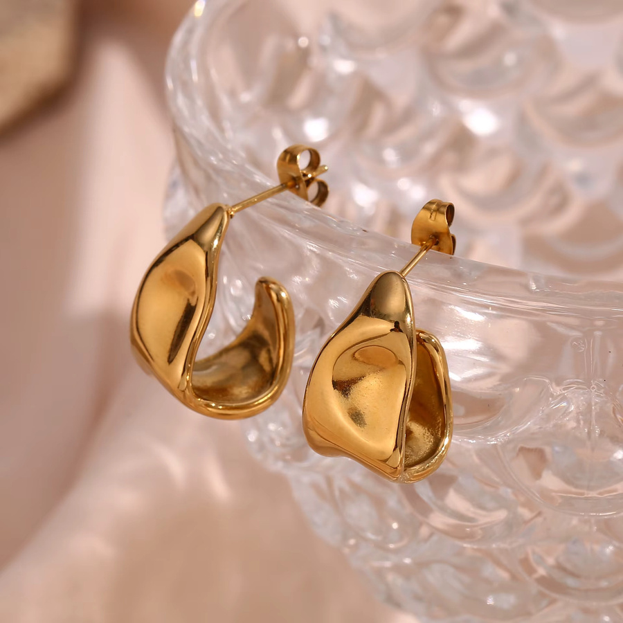 Ohrringe Unregelmäßige Geometrie, Gold Farbe, Edelstahl, Damen - Bild 3