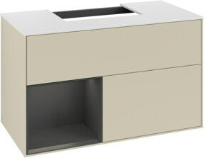 V&B Waschtischunterschrank Finion 100 in Platinblau matt mit offenem Regal links, B/T/H: 100 x 50,1 x 50,1 cm - Bild 1