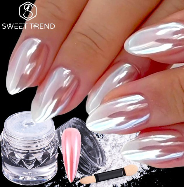 SWEET TREND Nagelglitter-Pulver Weißes Klares Perlen, Glänzend - Bild 1