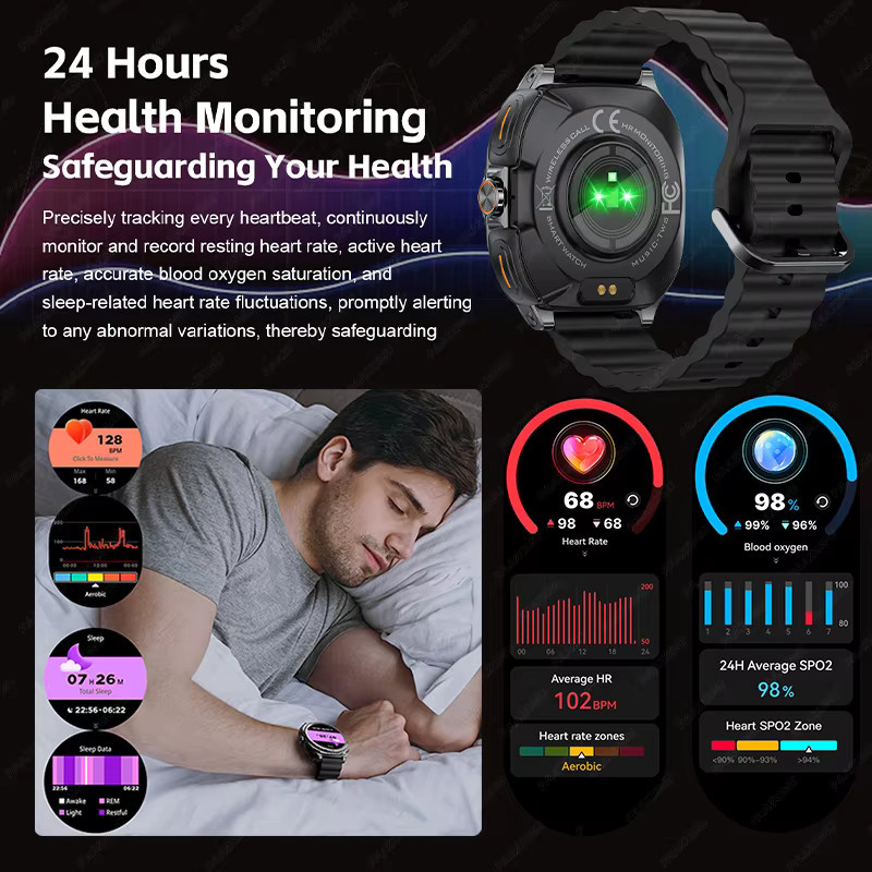 Paazomu 2-in-1 Smartwatch mit Bluetooth-Kopfhörern, Herzfrequenzüberwachung und SpO2-Messung in Schwarz oder Pink - Bild 5