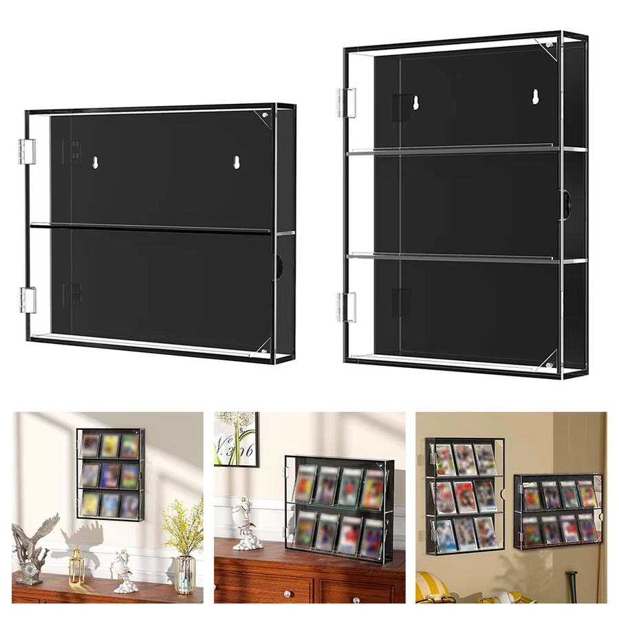 VIBRATITE Wandmontierte Vitrine in Schwarz mit Glastüren und internen Regalen im modernen Design - Bild 3