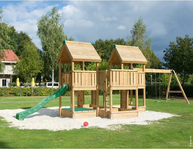 Hy-Land Spielgerät P7S aus Premium Douglasie mit Rutsche und Doppelschaukelanbau - Bild 1