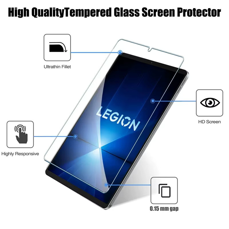Lenovo Legion y700 Gen 4 2025 Displayschutzfolie aus gehärtetem Glas, transparent - Bild 2