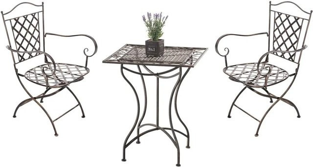 DELUKE Bistroset VOMIR Gartenmöbelset für 2 Personen aus Metall in Bronze im Vintage-Design, B/T/H: 56 x 51 x 93 cm - Bild 1