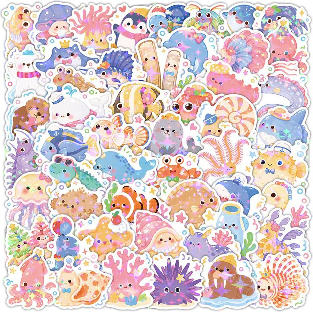 Rspctou Kawaii Meerestier-Graffiti-Aufkleber, bunte Sticker, 10 Stück - Bild 1