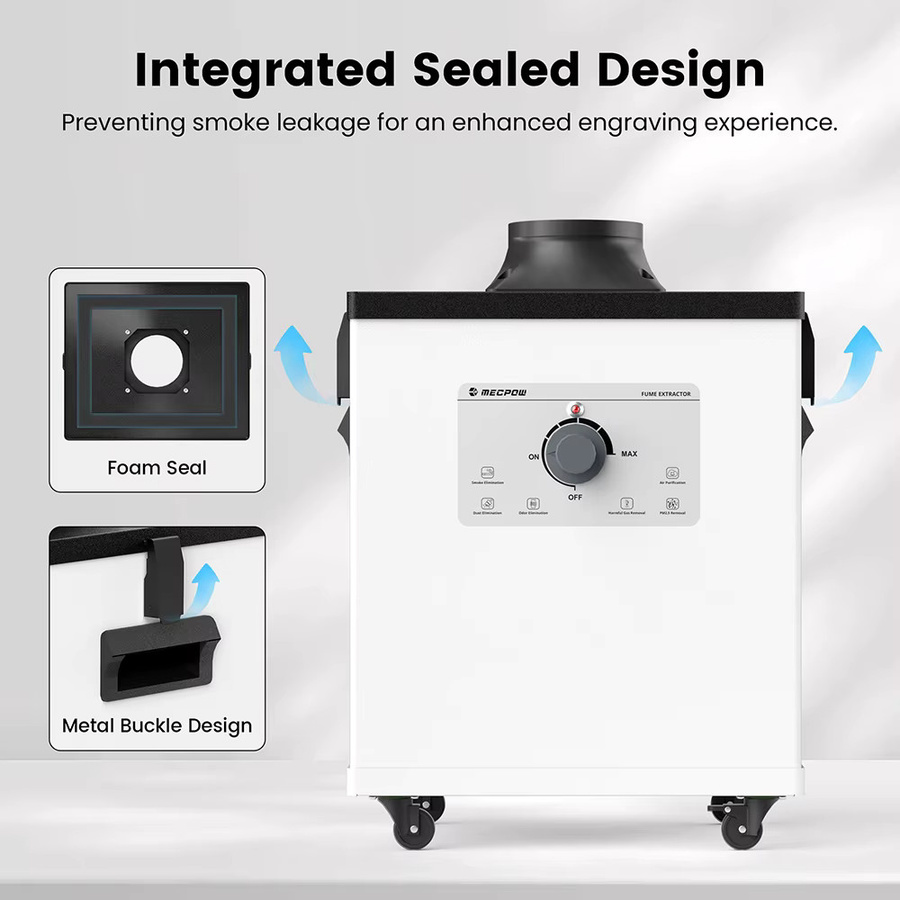 Mecpow P150 Rauchabsauger mit 150W Leistung, 3-Schicht-Filtration aus Vorfilter, HEPA und Aktivkohle, leise 50dB und mobil mit Rollen - Bild 4