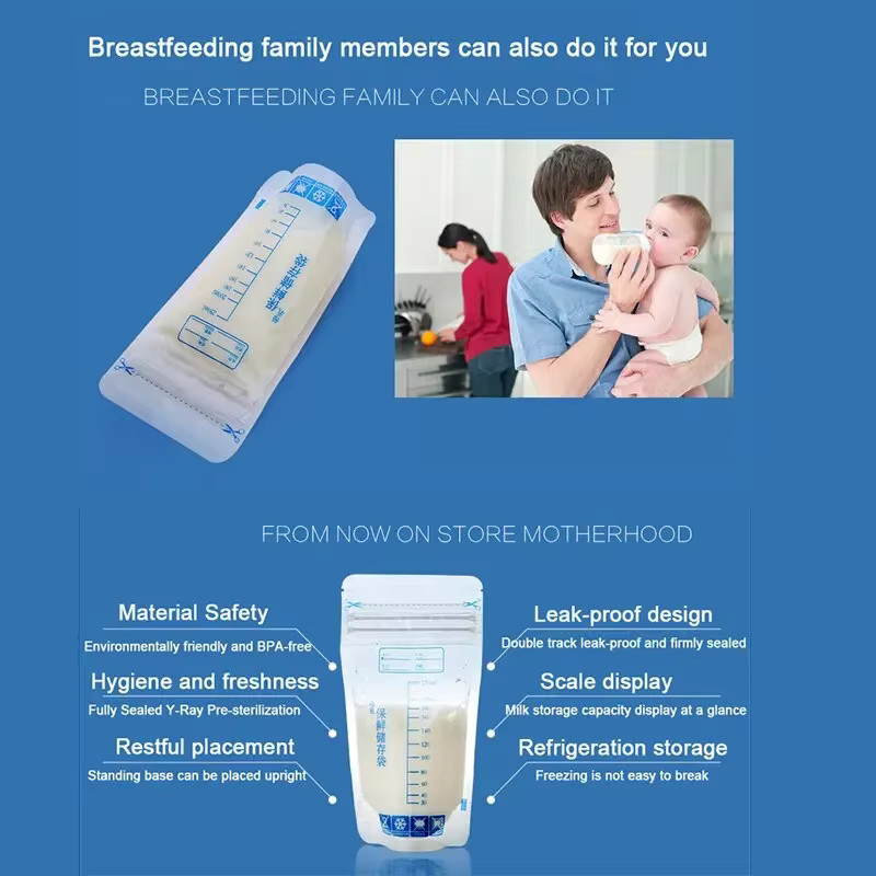 PMGZGLY Muttermilch-Aufbewahrungsbeutel, 30 Stück, transparent, BPA-frei, auslaufsicher und gefriergeeignet, 250 ml Füllmenge - Bild 2