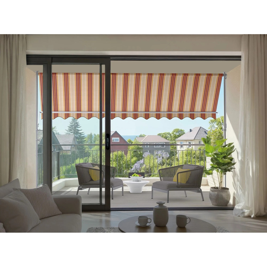 Spettmann Fallarmmarkise Line Silber, Farbe: Multicolour (Gelb-Orange-Rot), B: 400 cm, Ausladung: 150 cm - Bild 2