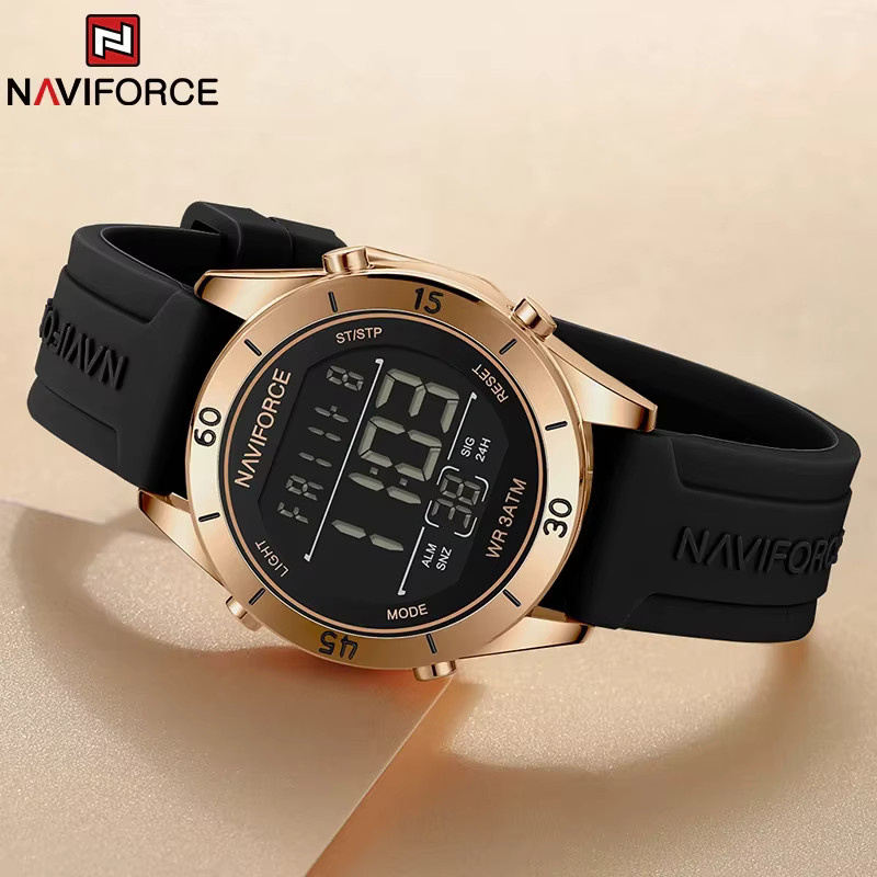 NAVIFORCE Digitaluhr, Schwarz, Silikon, Damen - Bild 3