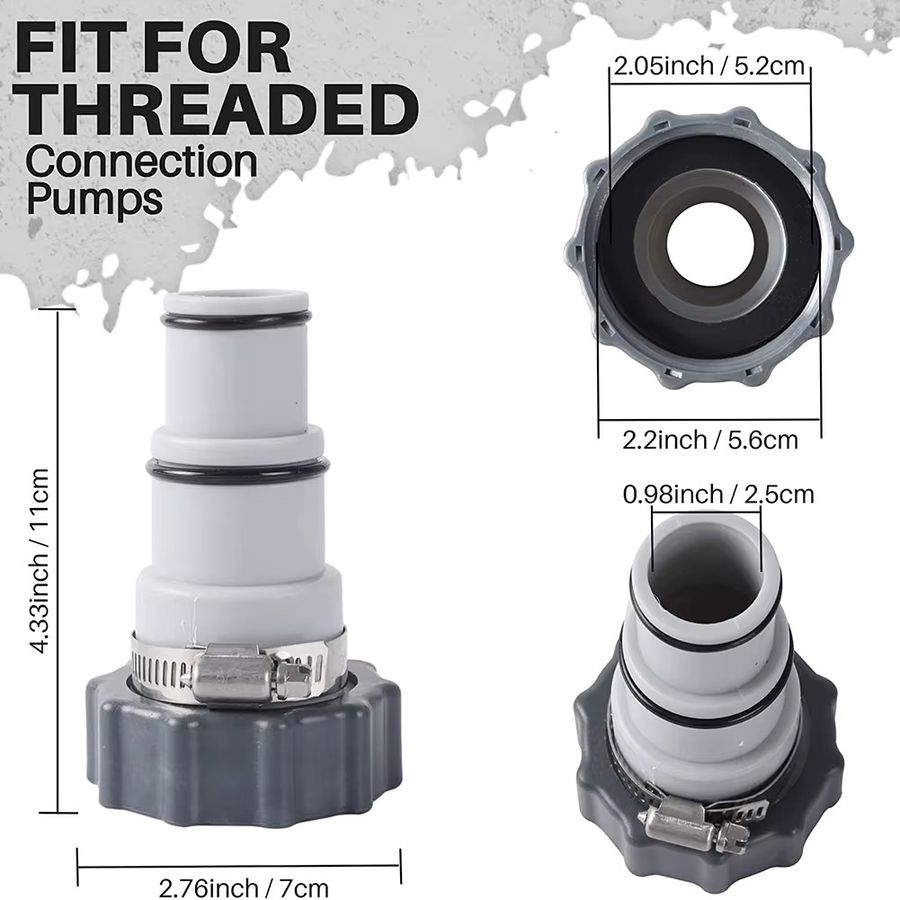 JOCESTYLE Ersatz Schlauch Adapter für Intex ARU mit Anti Leck Kunststoff Gewinde Anschluss für Pool Ablauf Pumpe und Ventil, 2-4 Stück - Bild 5