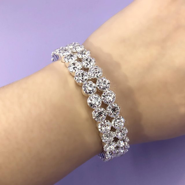 Elastisches Armband Silber, Zirkonia, Damen - Bild 1