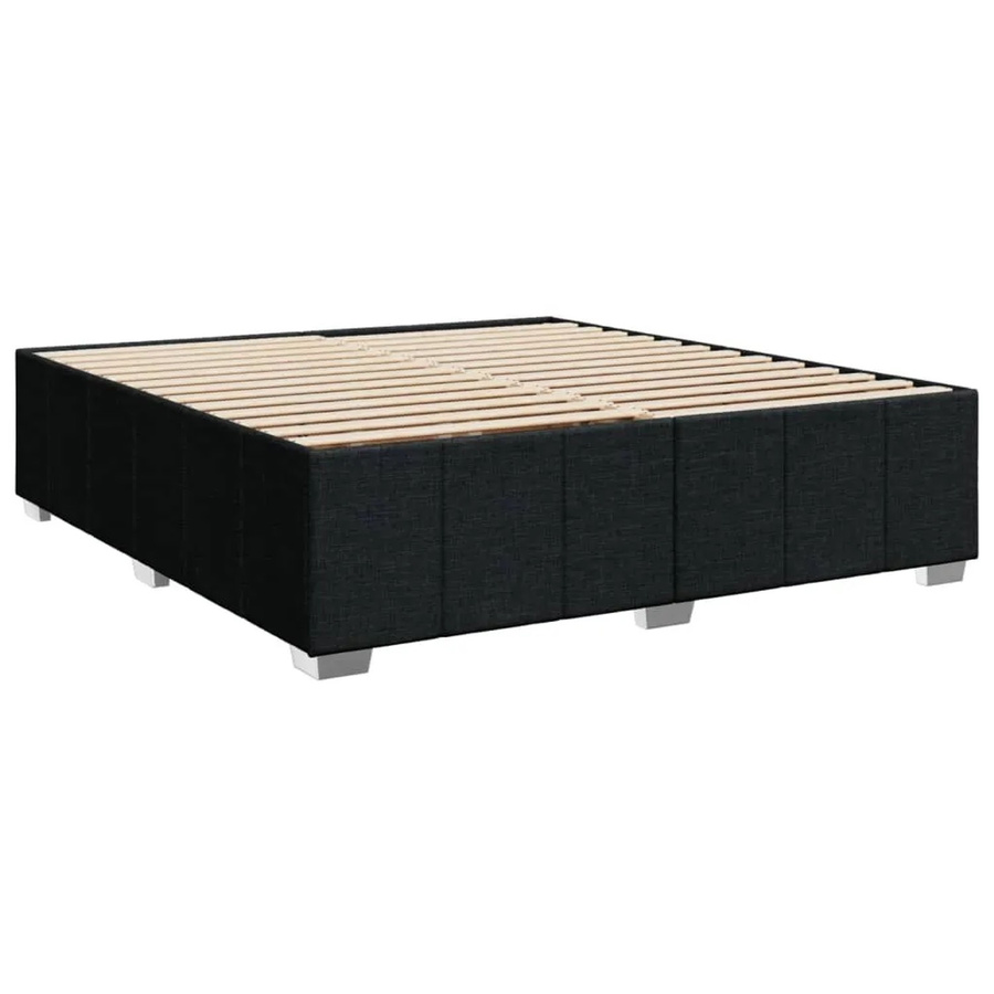 vidaXL Bettgestell aus massivem Kiefernholz und Stoff in Schwarz B/T/H: 180 x 200 x 46 cm - Bild 2