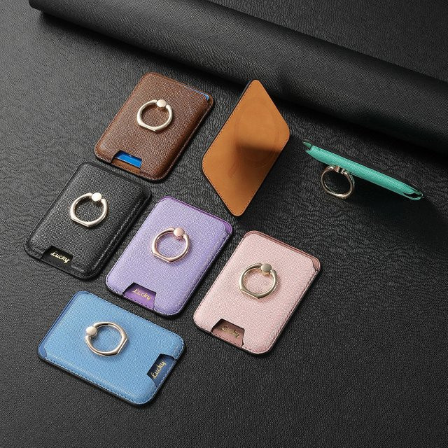 ZHUOHUAN MagSafe Wallet aus Saffiano-Leder mit Ringständer und Magnetkartenhalter in Blau für iPhone 12 bis iPhone 18 Pro Max - Bild 1