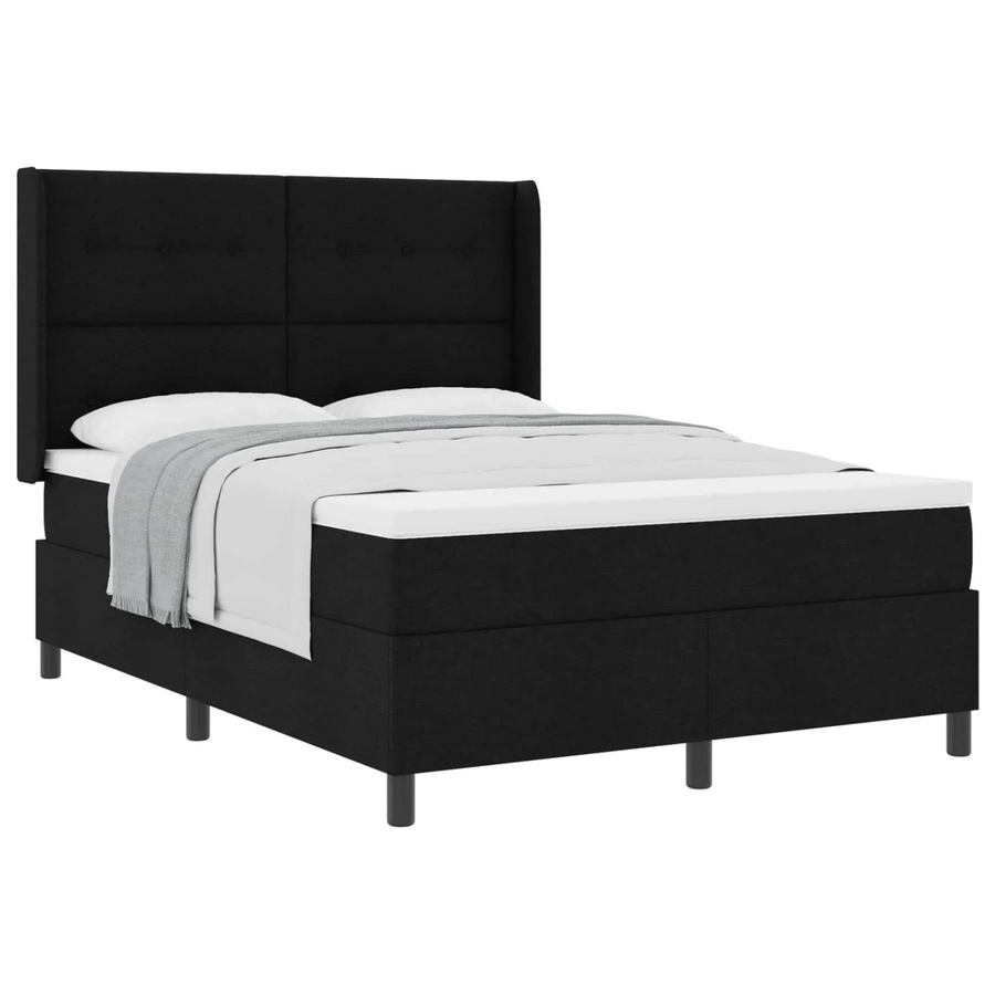 vidaXL Boxspringbett mit Matratze in Schwarz aus Stoff, B/T/H: 140 x 200 x 118 cm - Bild 2