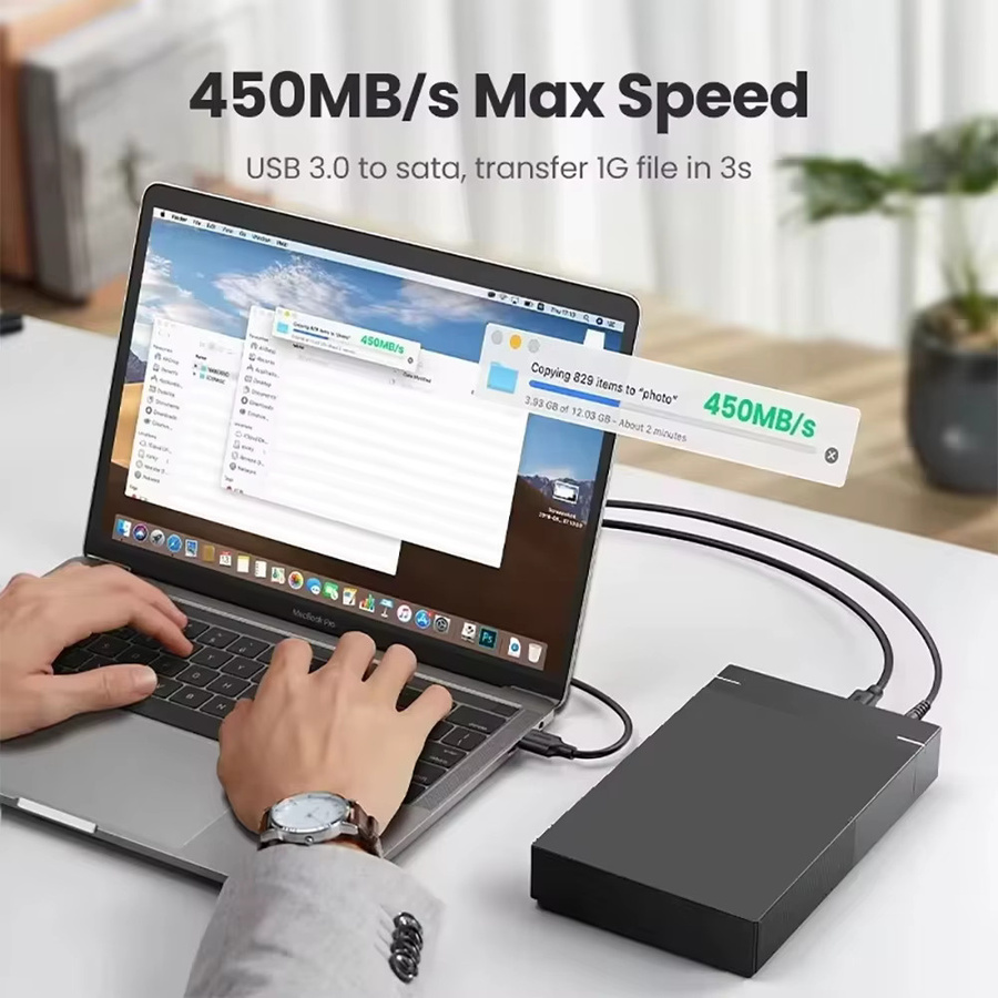 Kebidumei USB 3.0 HDD-Gehäuse für 2,5 und 3,5 Zoll SATA Festplatten, Externer Festplattenadapter mit 5Gbps, Schwarz - Bild 2