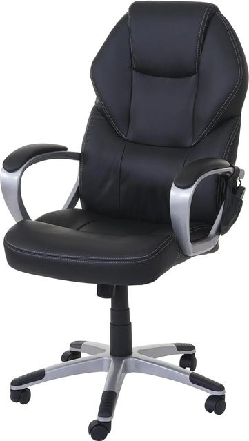 Proregal Massage-Bürostuhl mit Heizfunktion in Schwarz aus Kunstleder, H x B x T: 123 x 66 x 68 cm, Sitzhöhe: 48 cm - Bild 1