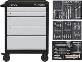 Kraftwerk Werkstattwagen LT700 BASIC in Grau mit 5 Schubladen und 151-teiligem Zubehör - Bild 1