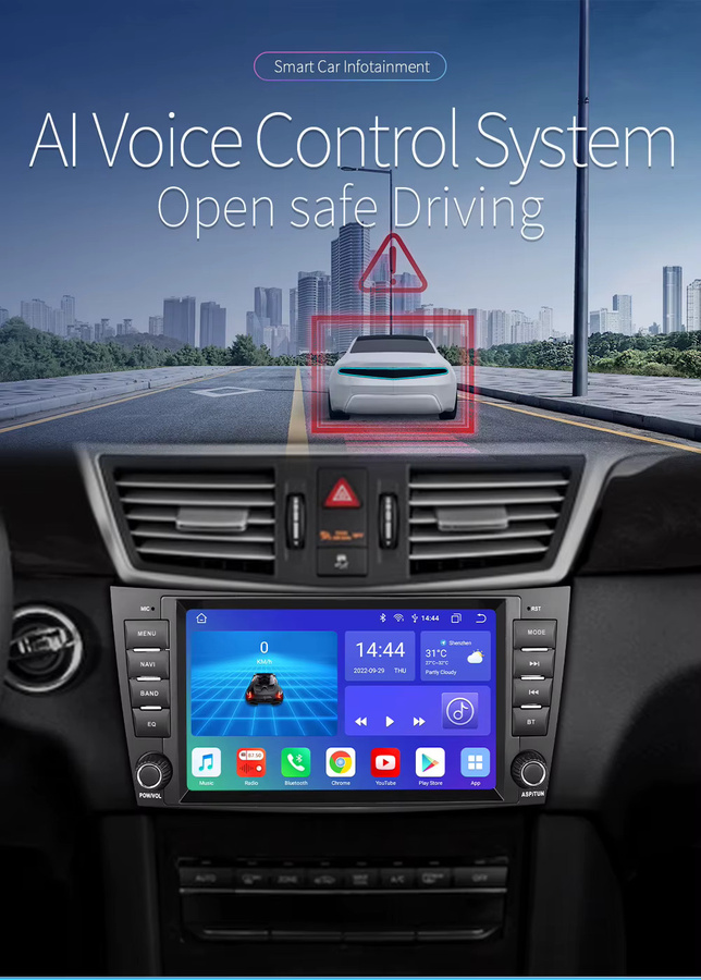 OSSURET 2DIN Android Autoradio für Mercedes Benz E-Klasse W211 und W219 mit GPS, 4G und Wireless Carplay in Schwarz - Bild 2
