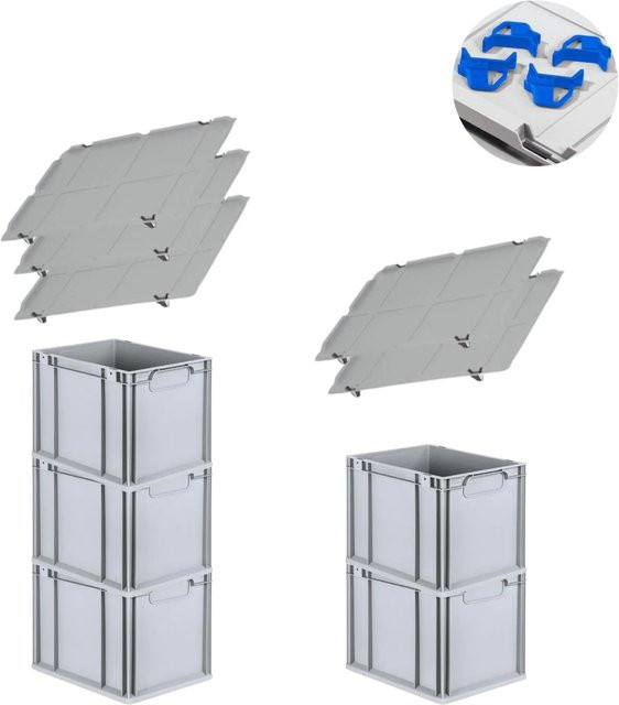 PROREGAL Spar Set Eurobox Nextgen Economy mit Auflagedeckel und Schiebeschnappverschlüssen, Blau, H: 32 cm, B: 30 cm, T: 40 cm, 30 Liter - Bild 1