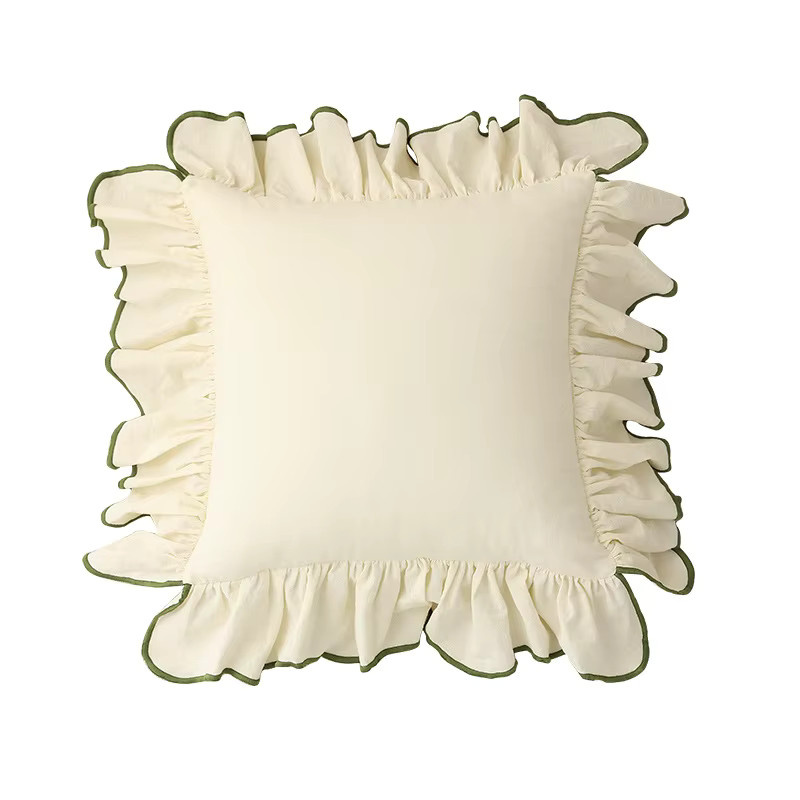 Wohnkultur Baumwolle Kissenbezug mit Rüschen in Beige, Rosa oder Weiß, B/B: 45 x 45 cm - Bild 2