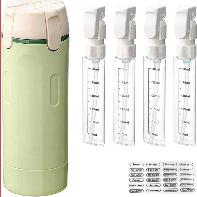 Meiteai-Home 4-in-1 Reise-Nachfüllflaschen, Grün, Unisex - Bild 1