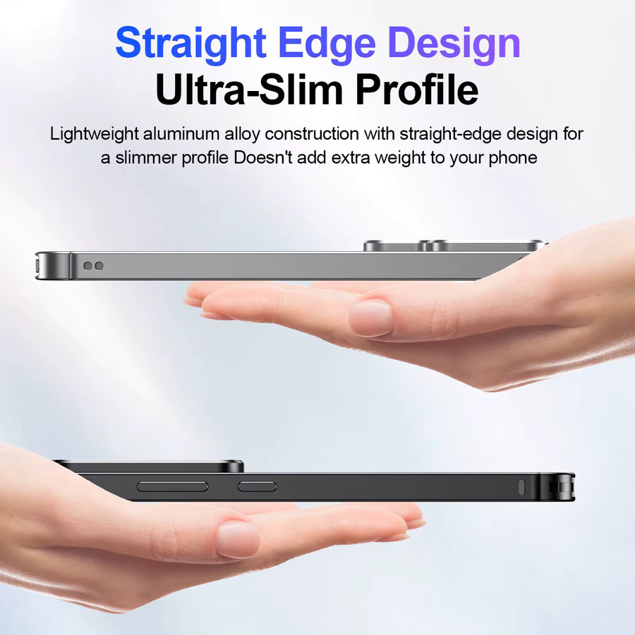 Ultradünne Stoßstangenhülle aus Aluminiumlegierung mit Linsenschutz für Samsung Galaxy S26 Ultra und S26 Plus in Silber - Bild 2