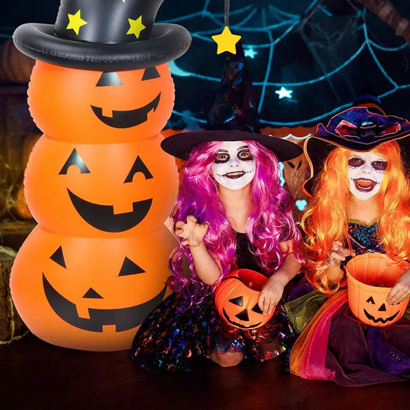 CosyHome Halloween Kürbis aufblasbare Dekoration aus Kunststoff in Orange und Schwarz - Bild 6