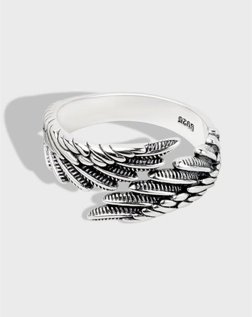 Ring Kupfer, Stern Engel Flügel, Weiß, Damen, Verstellbar - Bild 1