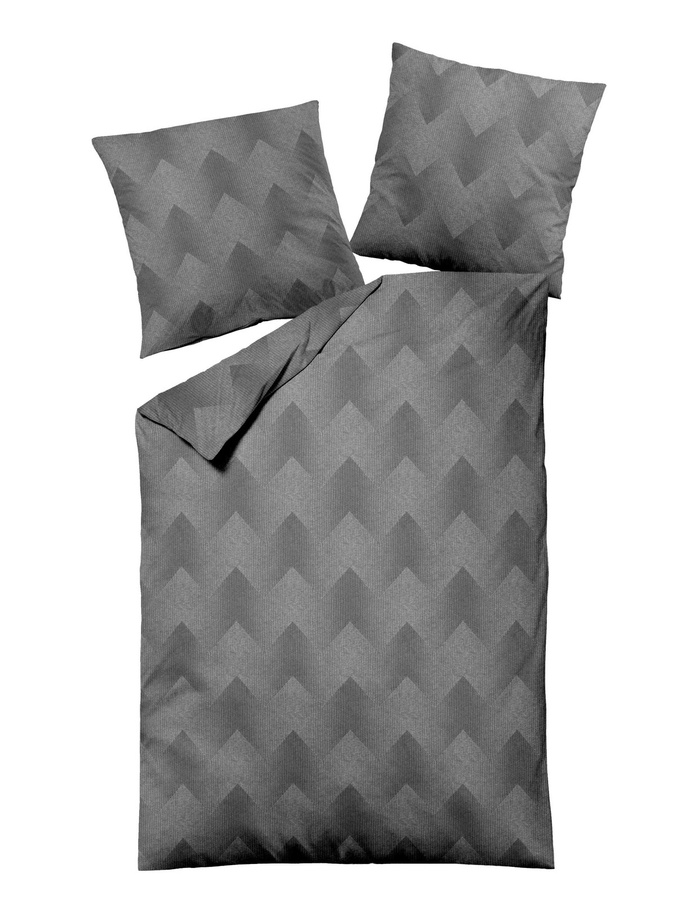 Dormisette Fein Flanell Bettwäsche Set aus Baumwolle Grau Melange B/H: 155 x 220 cm und 80 x 80 cm - Bild 1