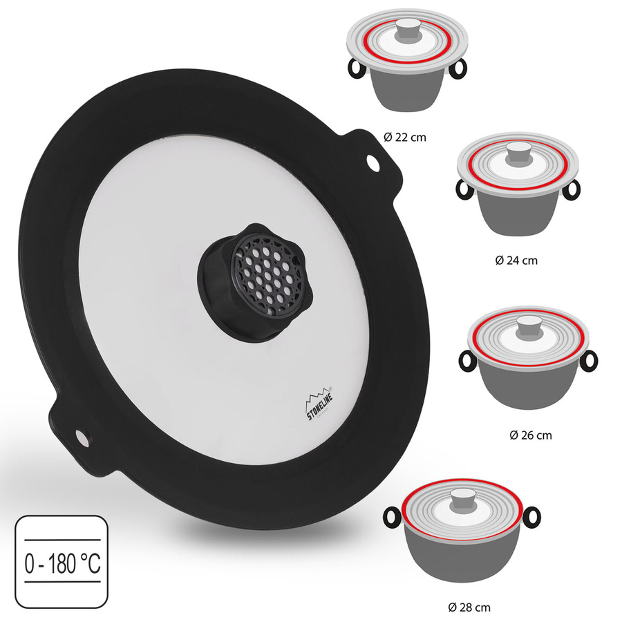 STONELINE 3-teiliges Pfannen-Set mit Deckel aus Aluminium in Schwarz mit Antihaftbeschichtung - Bild 3
