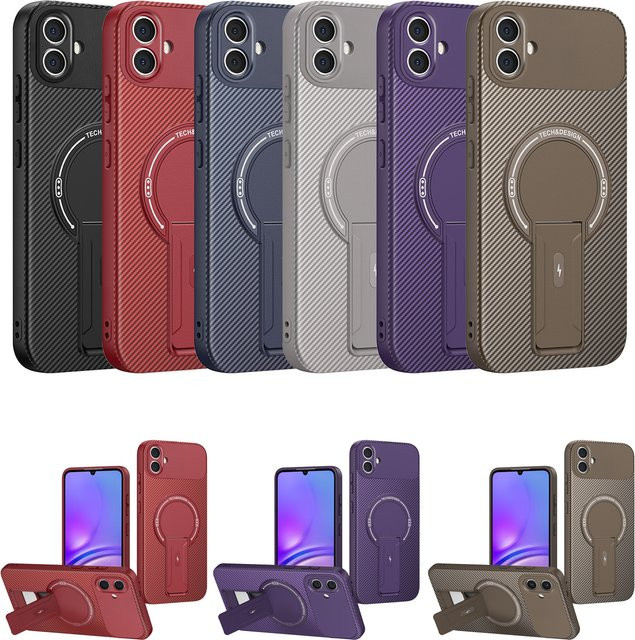 Magnetische Schutzhülle für Samsung Galaxy A07 in Grau mit Halterung - Bild 1