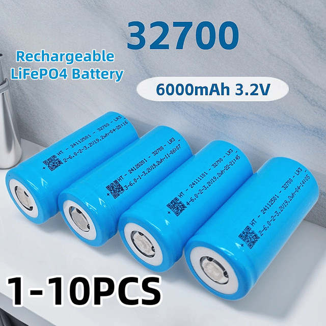 NDNNAS 32700 LiFePO4-Akku 6000mAh 3,2V in Blau mit 5C-Ladeleistung für Solarleuchten und Taschenlampen - Bild 1