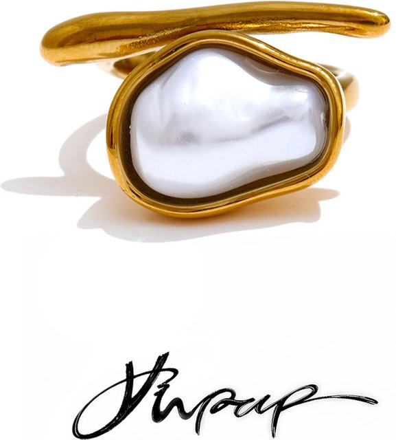 Yhpup Ring, Vintage, Perle, Gold, Damen - Bild 1
