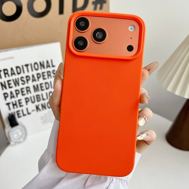 Matte Handyhülle für Apple iPhone 17 Pro Max, 16 Plus, 15, 14, 13, 12, 11, X, XS, XR in Weiß und Orange - Bild 1