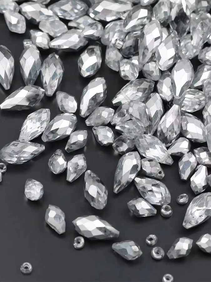 JHNBY Perlen, Kristallglas, Wassertropfen, Silber, für Schmuckherstellung - Bild 7