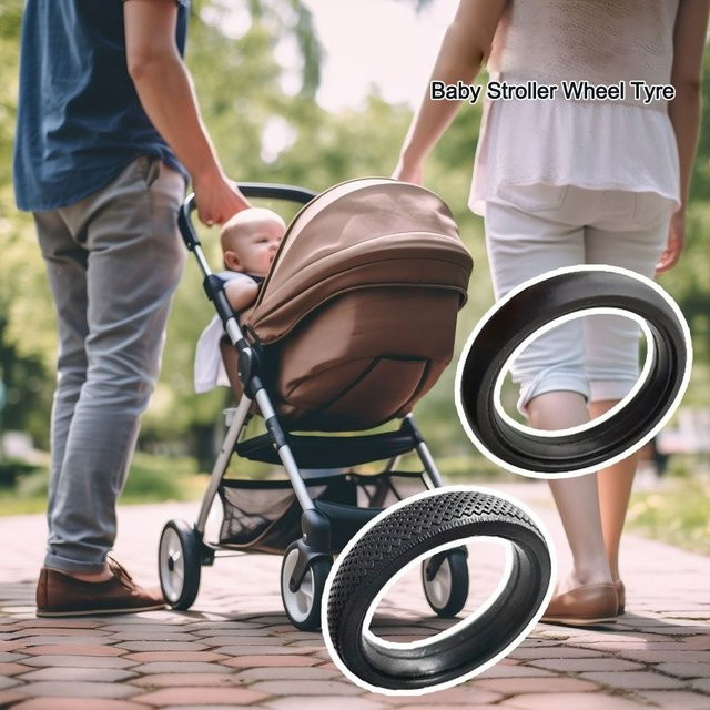 Ersatzreifen aus Gummi für Kinderwagen mit leisem Lager in Schwarz - Bild 1