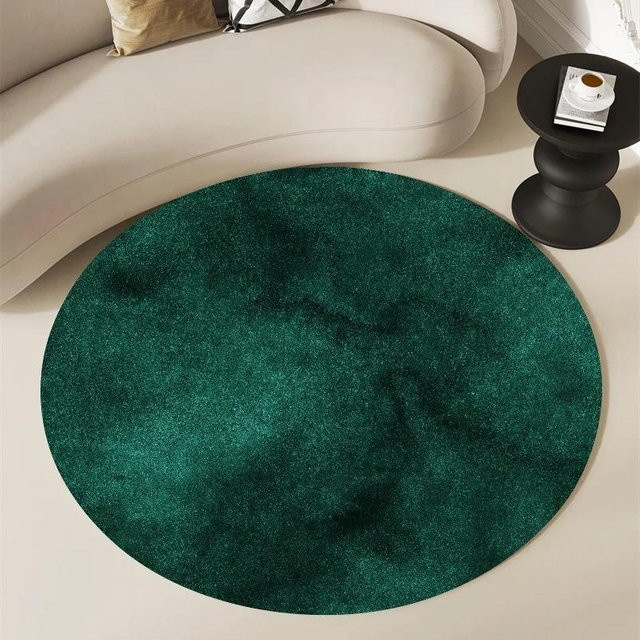 Runder Teppich BC-Warm Home in Grün-Gold und Schwarz-Marmor, modernes Design aus Polyester, Anti-Rutsch-Matte, Durchmesser: 120 cm - Bild 1
