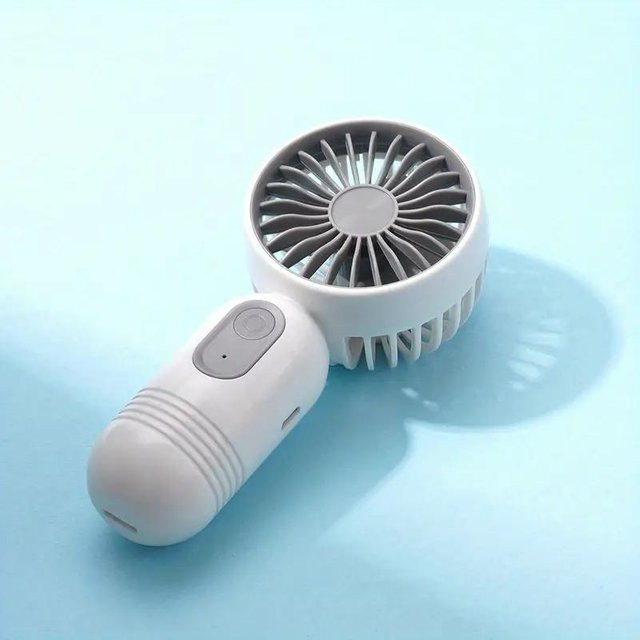 BC Electrical Appliances Mini-Ventilator weiß, tragbarer Handventilator mit 3 Geschwindigkeiten und USB-Wiederaufladung - Bild 1