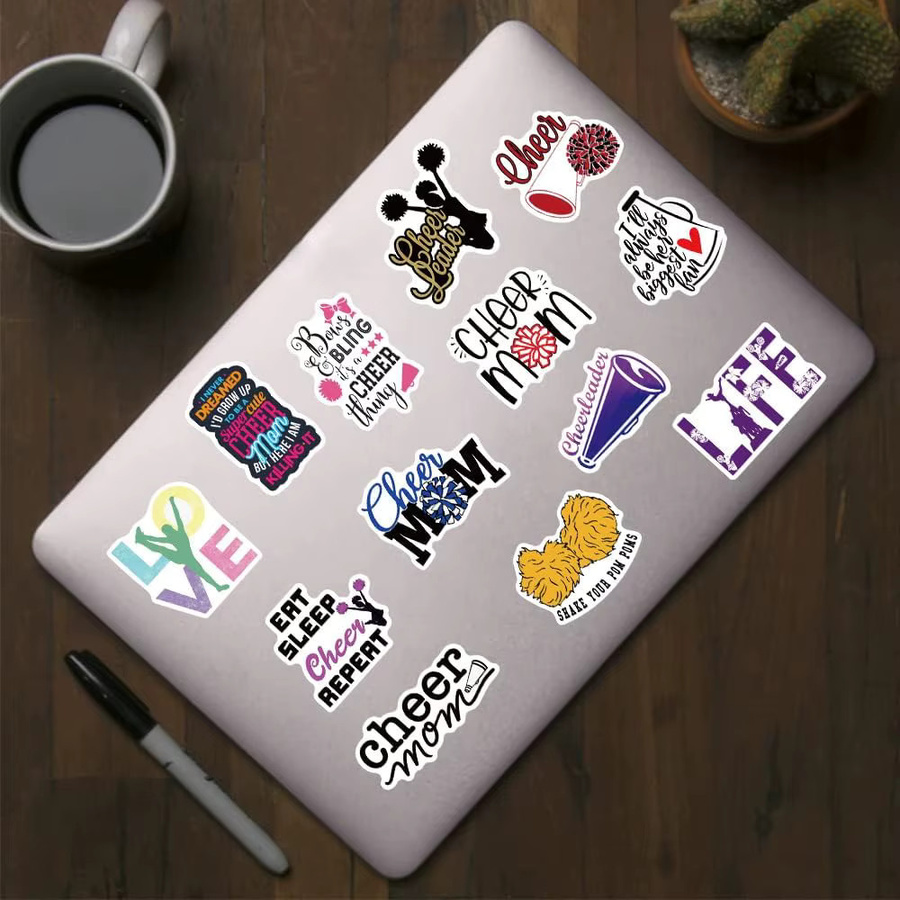 50 Stück Scrapbook Aufkleber mit Cheerleader Englisch Phrasen in Multicolour für Laptops, Handyhüllen und Notebooks - Bild 2