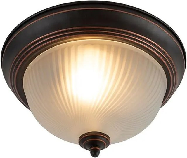 QAZQA Klassische Deckenleuchte Classico in Braun mit Opalglas und E27 Fassung - Bild 1