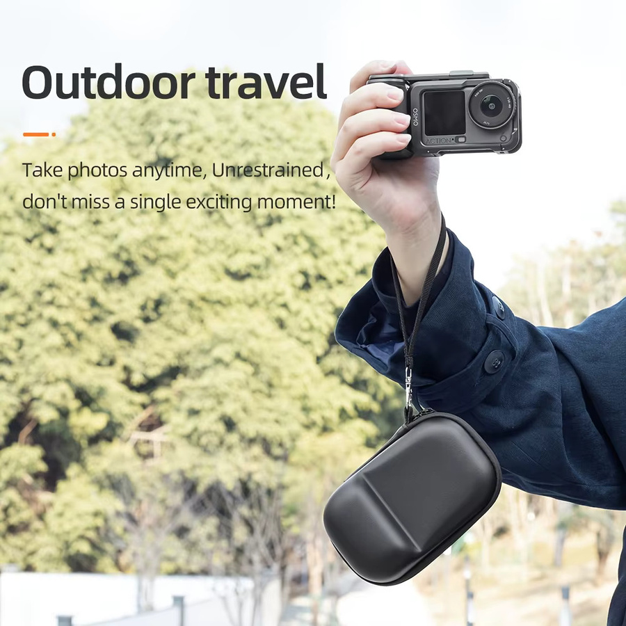 Tragetasche für DJI Osmo Action 6 5 Pro 4 3 und Insta360 Ace Pro2, kleine Aufbewahrungstasche und Schutzhülle mit Handschlaufe, Schwarz - Bild 4