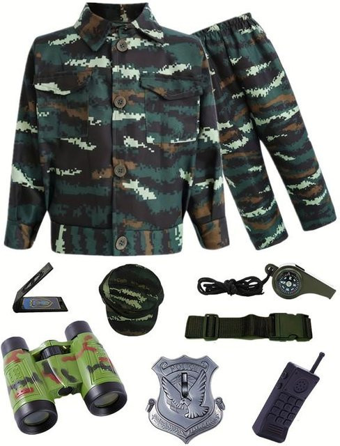 YUPOP Soldatenkostüm, Armee Kostüm, Tarnfarben, Set, Grau - Bild 1