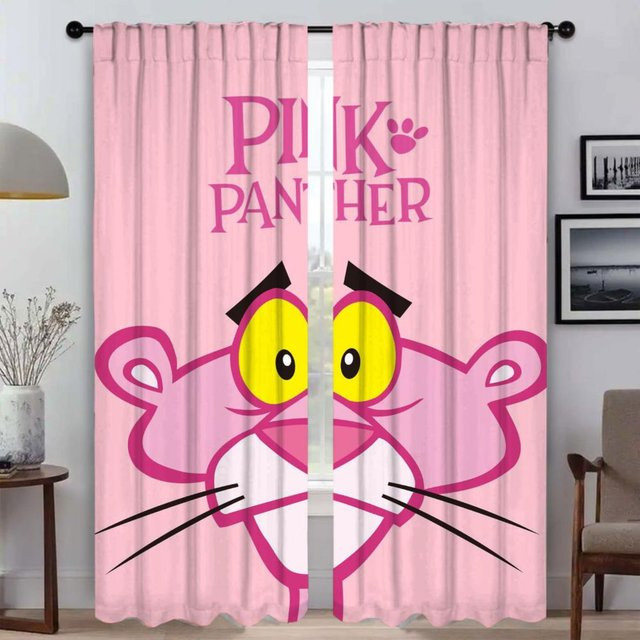 Pink Panther Elegante Raumvorhänge in Pink, 2 Paneele, semi-transparent, Breite: 50 cm, Höhe: 70 cm - Bild 1