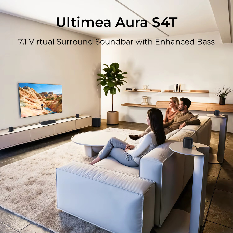 ULTIMEA 7.1-Kanal Soundbar-System mit 350W Leistung, Subwoofer, 4 Surround-Lautsprechern und App-Steuerung in Schwarz - Bild 2