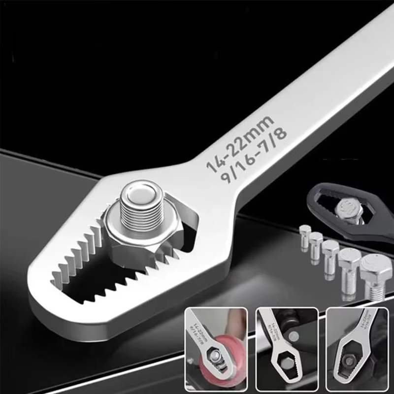 Universeller doppelseitiger Torx-Schlüssel mit selbstspannender Einstellung für Auto-Werkzeuge in Schwarz und Silber (4-13mm, 3-17mm, 8-22mm) - Bild 2