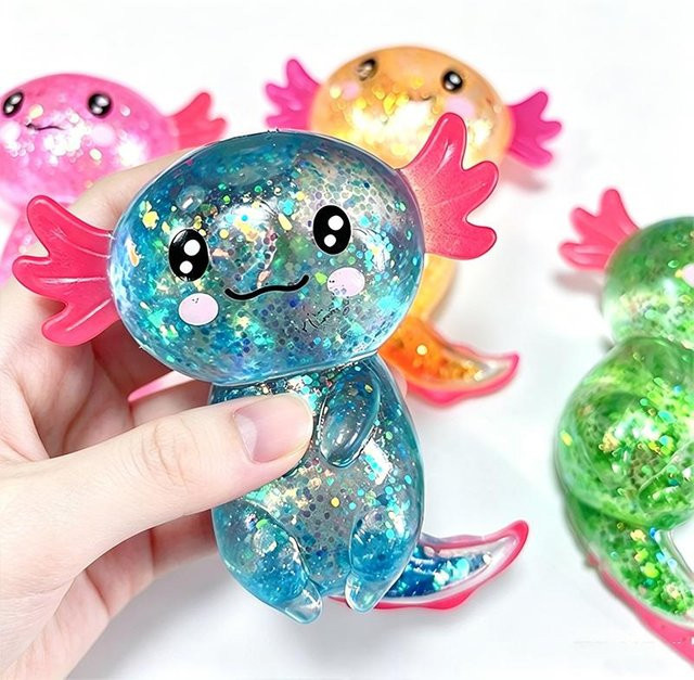Glitzer Maltose Axolotl Squishy Knetspielzeug, blau - Bild 1