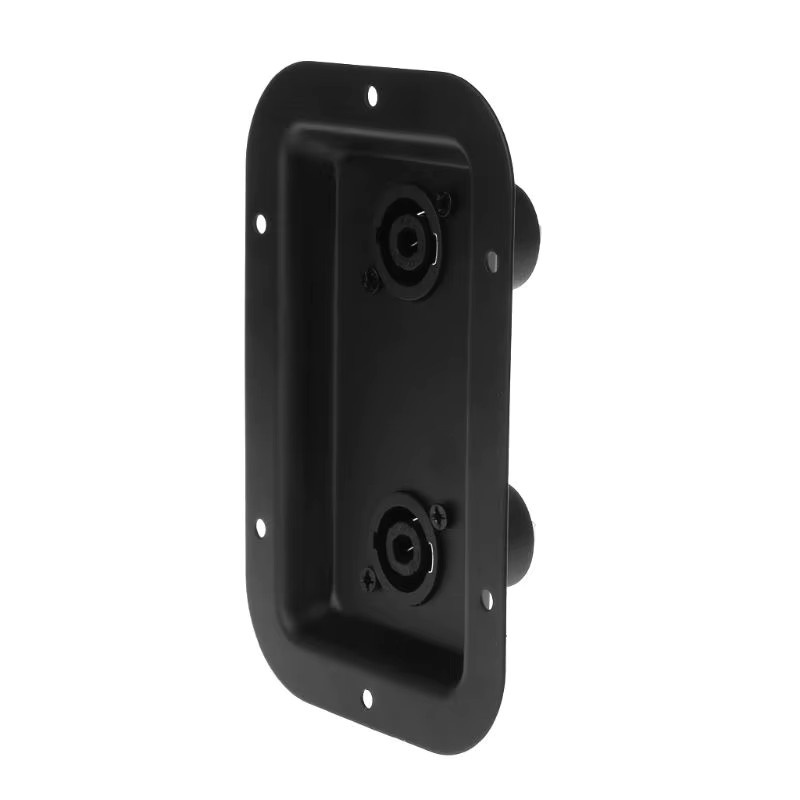 POFAN Lautsprecher-Anschlussdose aus Metall in Schwarz mit Dual SpeakOn Audio-Klinkenplatte für PA-Lautsprecher - Bild 1