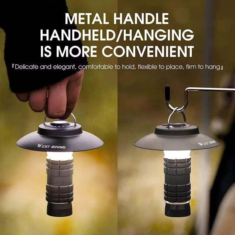 WEST BIKING Multifunktionale 3-in-1 Campingleuchte in Army Green mit LED, USB-Aufladung und Haken für Outdoor und Notfälle - Bild 6