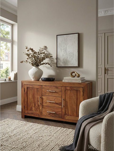 Sideboard KADIMA DESIGN aus Massivholz in Braun im Landhausstil, Breite: 118 cm - Bild 1