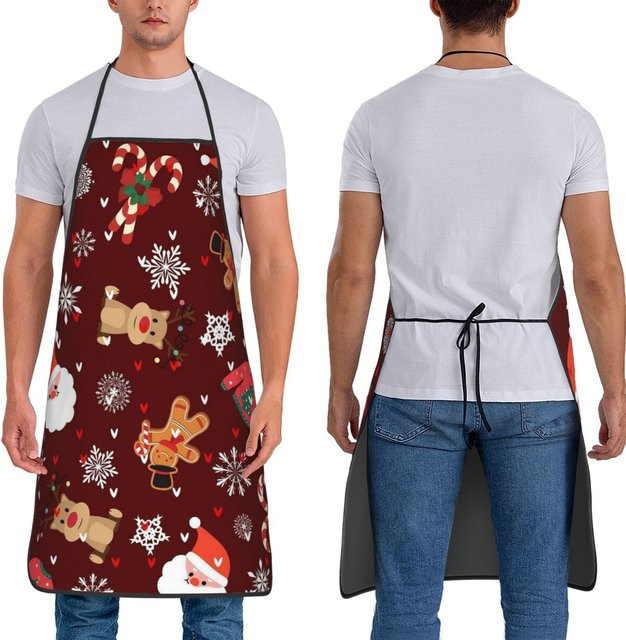 Rote Weihnachtsschürze mit Weihnachtsmann-Muster für Damen und Herren - Bild 1